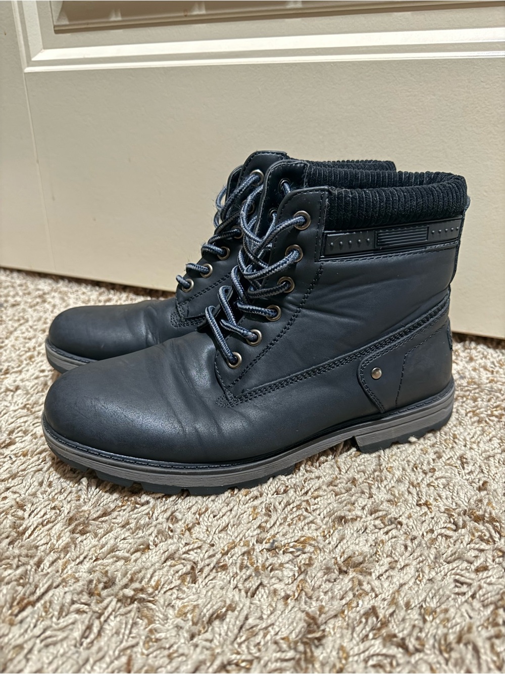 Black Lace-Up Ankle Boots